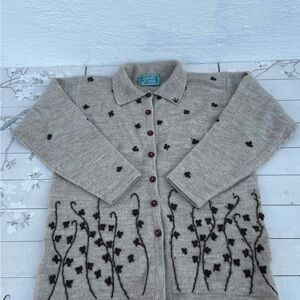 Women's Beige Floral Sweater